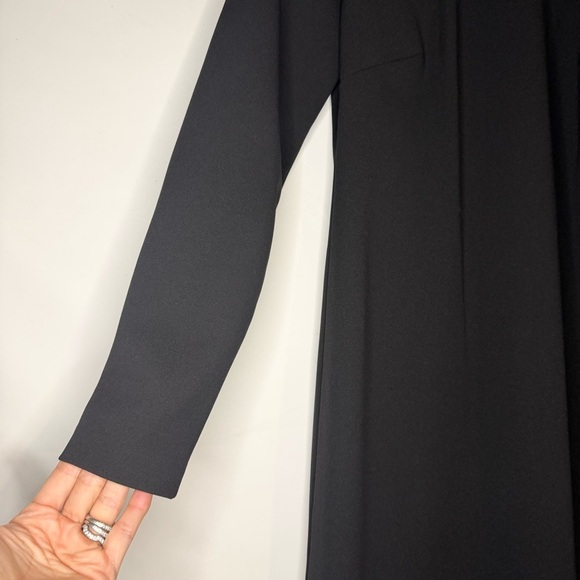 Calvin Klein Black Long Sleeve High Neck Shift Dress with Faux Tie at Neck Sz 4 - Picture 5 of 10